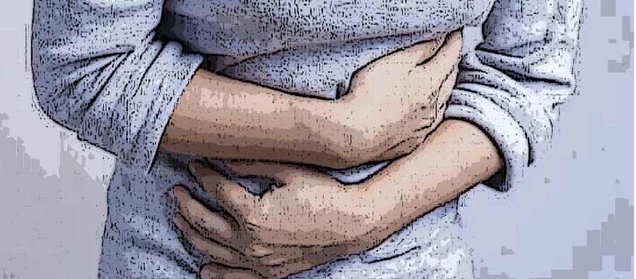 Image of person holding tummy in discomfort due to C.diff