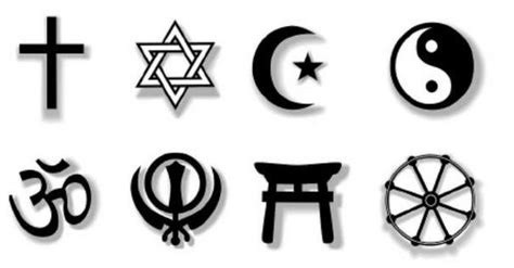 Symbols of eight different religious faiths